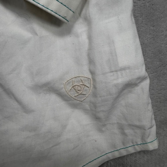 Ariat Womens Western Shirt Pearl Snap Turquoise Embroidery White M - Picture 8 of 12